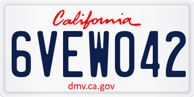 CA license plate 6VEW042