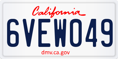 CA license plate 6VEW049