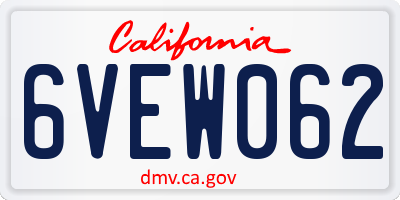CA license plate 6VEW062