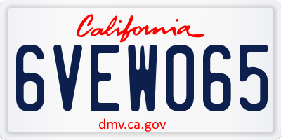 CA license plate 6VEW065