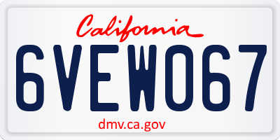 CA license plate 6VEW067