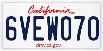 CA license plate 6VEW070