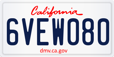CA license plate 6VEW080