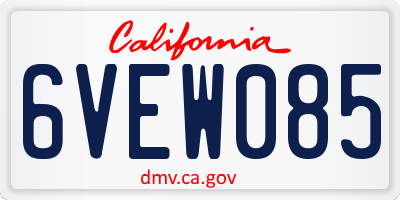 CA license plate 6VEW085