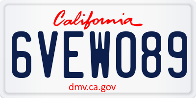 CA license plate 6VEW089