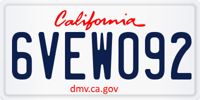 CA license plate 6VEW092