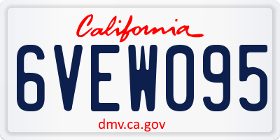 CA license plate 6VEW095