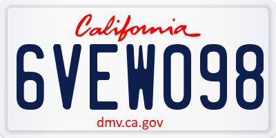 CA license plate 6VEW098
