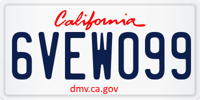 CA license plate 6VEW099