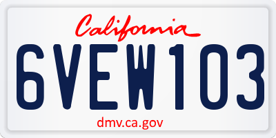 CA license plate 6VEW103