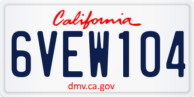 CA license plate 6VEW104
