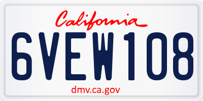 CA license plate 6VEW108