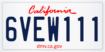 CA license plate 6VEW111