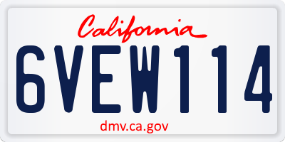 CA license plate 6VEW114