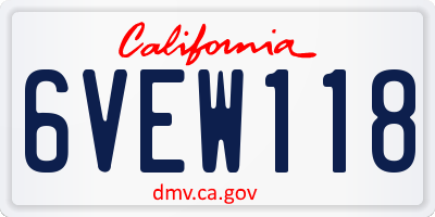 CA license plate 6VEW118