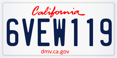 CA license plate 6VEW119