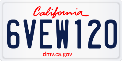 CA license plate 6VEW120