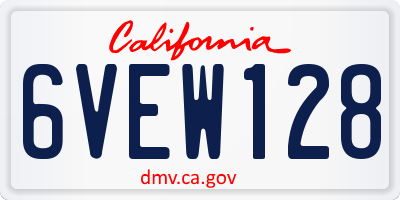 CA license plate 6VEW128