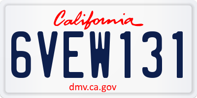 CA license plate 6VEW131
