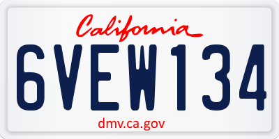 CA license plate 6VEW134