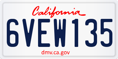 CA license plate 6VEW135