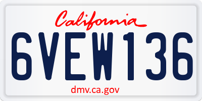 CA license plate 6VEW136