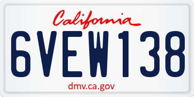 CA license plate 6VEW138