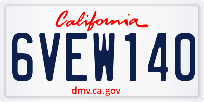 CA license plate 6VEW140