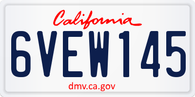CA license plate 6VEW145