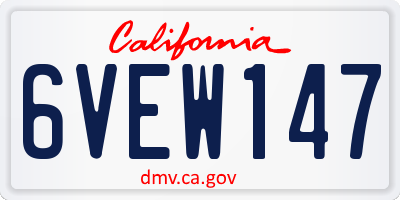 CA license plate 6VEW147