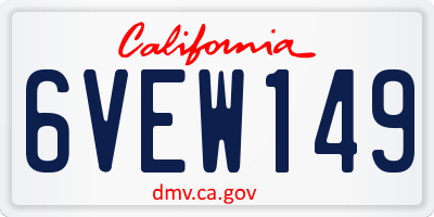 CA license plate 6VEW149