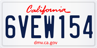 CA license plate 6VEW154