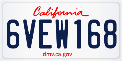 CA license plate 6VEW168