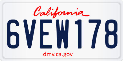 CA license plate 6VEW178