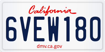 CA license plate 6VEW180