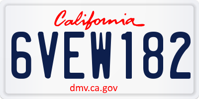 CA license plate 6VEW182