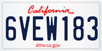 CA license plate 6VEW183