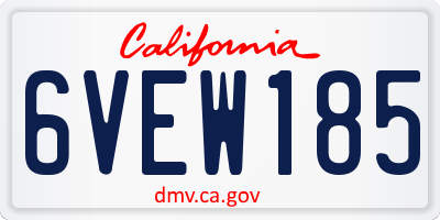 CA license plate 6VEW185