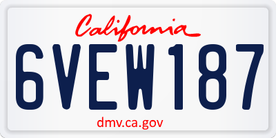 CA license plate 6VEW187