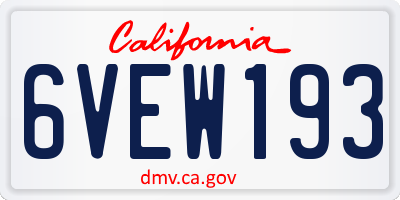 CA license plate 6VEW193