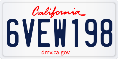 CA license plate 6VEW198