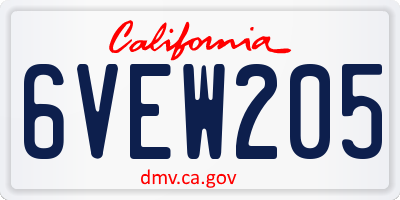 CA license plate 6VEW205