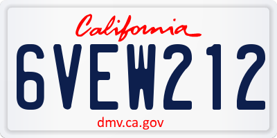 CA license plate 6VEW212