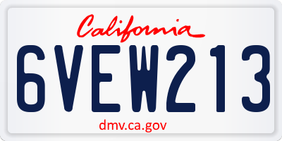 CA license plate 6VEW213