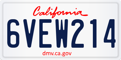 CA license plate 6VEW214
