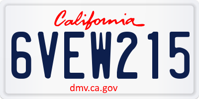 CA license plate 6VEW215