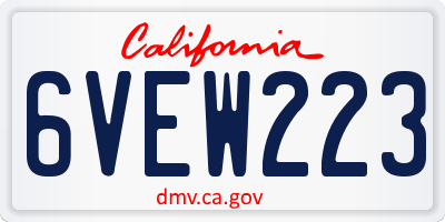 CA license plate 6VEW223