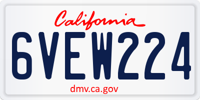 CA license plate 6VEW224