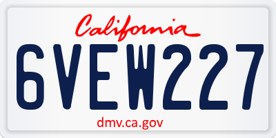 CA license plate 6VEW227