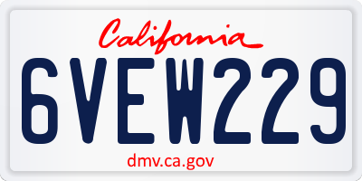 CA license plate 6VEW229